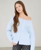 VLETI Two-Way Off-Shoulder Basic Cardigan (Sky Blue)