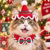 Jingle Bell Pet Christmas Hat Cute Dog Bowknot Scarf Holiday Pet Dressup Cute Santa Hat  Photoshoot