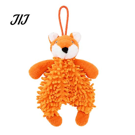 Bite Resistant Plush Toys for Dogs Squeaky Dog Toy, Fox/Rabbit/Bear Shape, Durable Bite-Resistant Interactive Toy Training Small Medium with Lanyard,