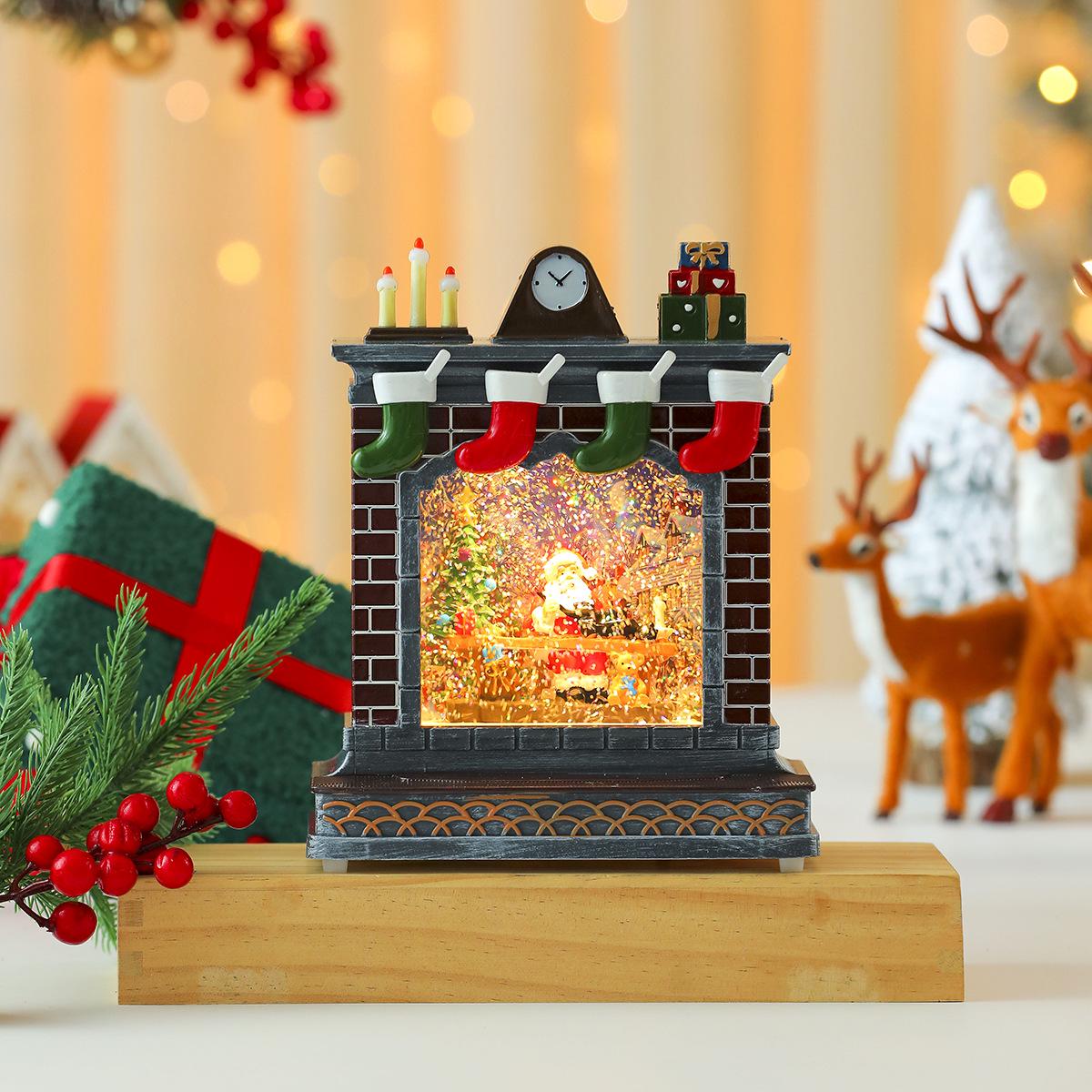 

Creative Christmas Scene Music Box: Festive Fireplace Ornament Gift for All Ages