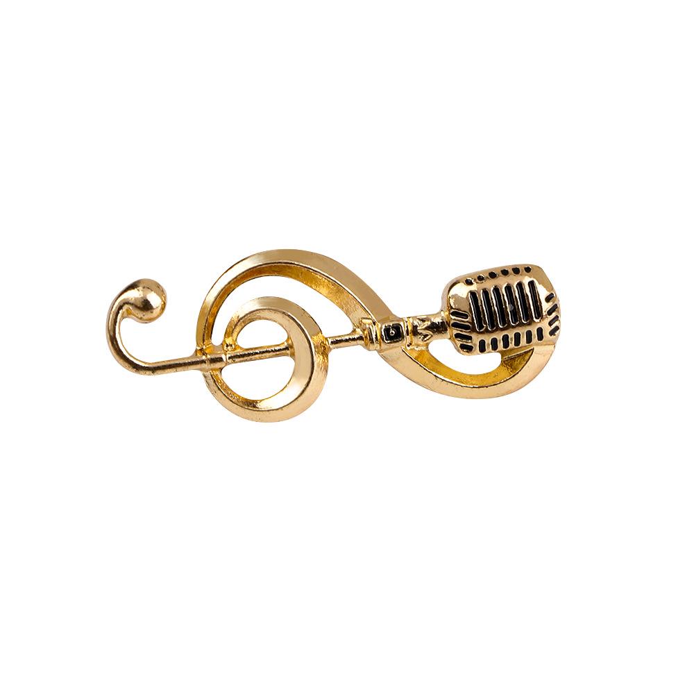 Alloy Gold & Silver Microphone Note Brooch for Backpacks