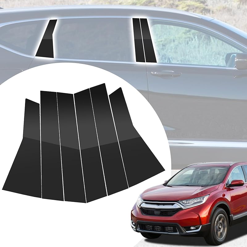6pcs Glossy Black Exterior Door Window Pillar Posts Molding Cover Panel Trim Stickers Side Door Window Cover Trim Kits for Honda Civic 11th Gen  