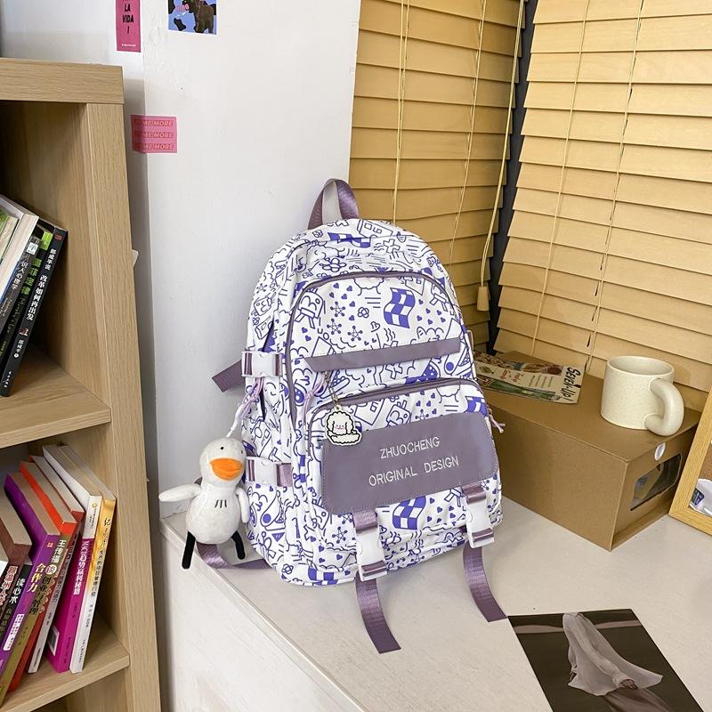 School bag college students Mori leisure niche Korean version ins new graffiti backpack high school students large capacity backpack