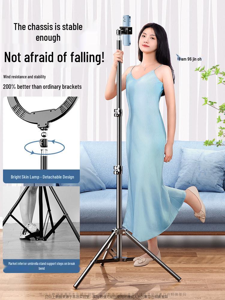 Carbon Steel Phone Stand with Fill Light for Live Streaming and Exam Prep