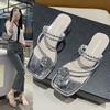 Fashion Summer New Korean Sandals High Heels Women's Shoes Pearl Square Heel Women Shoes