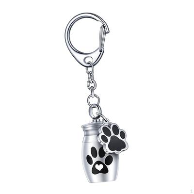 Aluminium Alloy Keychain Pet Urn for Funeral Durable Portable Paw Print Memorial Ash Holder