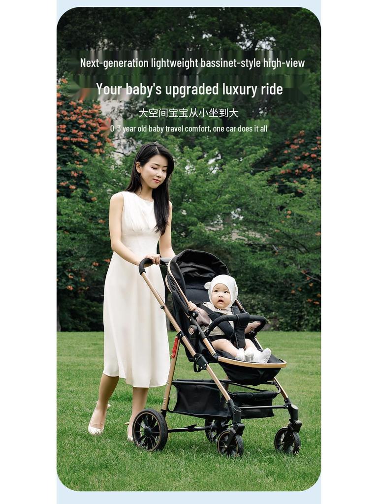 High Landscape Reversible Baby Stroller & Reclining Tricycle, Three-in-One with Large Wheels