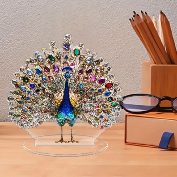 Acrylic Peacocks Statue Figurines Table Centerpieces Animal Figurines Sculptures Table Ornament for Home Office Decors