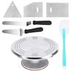 Kuchen-Drehteller-Set für Backbegeisterte Kuchen-Dekoration Backzubehör Aluminium-Drehteller Spachtel Kamm Servierer Schaber
