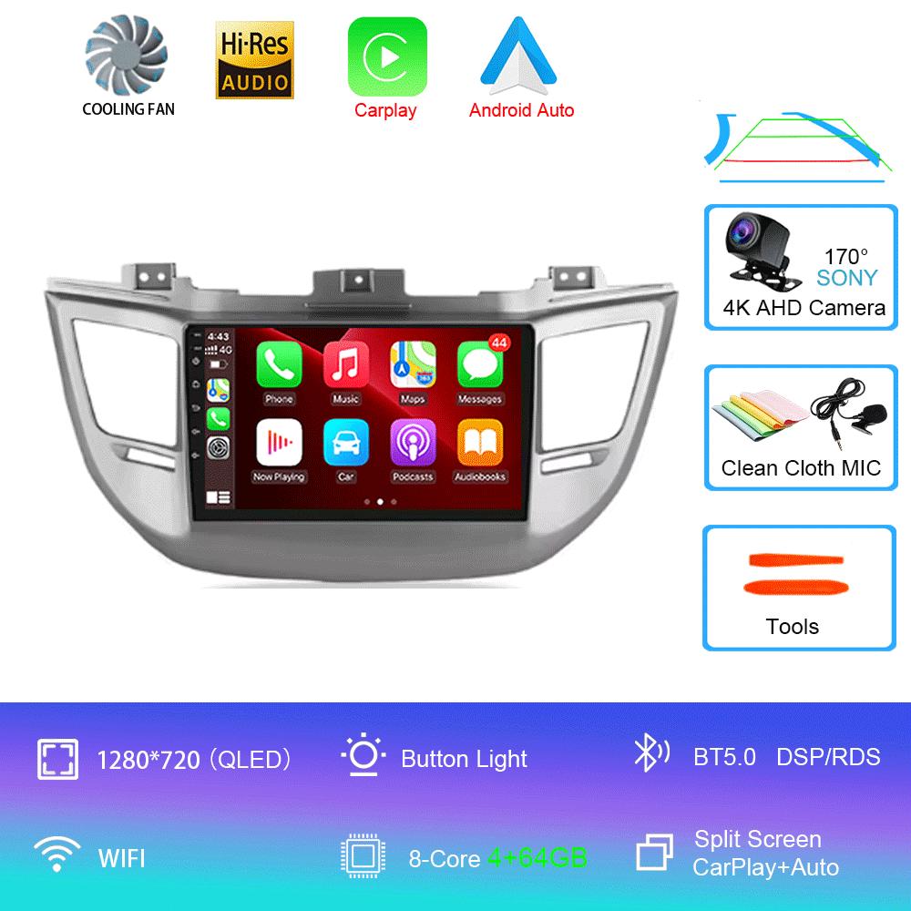 For Hyundai Tucson 2015-2017 Android 14 2din Car Radio Multimedia Video Player GPS Navigation 4G WIFI Carplay 8Core DSP EQ