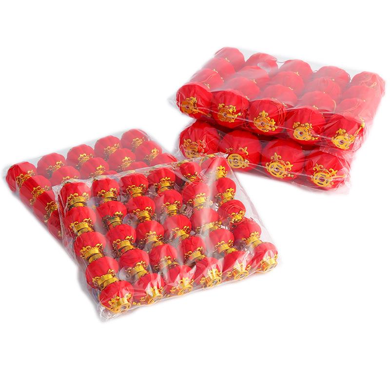 Small Red Wedding Lanterns: Flocked Round Lanterns for New Year, Hanging Ornaments, Bonsai & Balcony Decor Strings