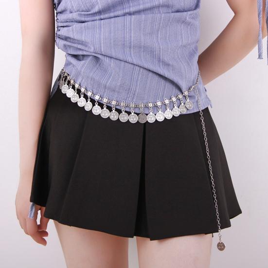 Round Coin Waist Chain Retro Style Extension Adjustable Length Belly Dance Waist Chain Women Fashion Accessory