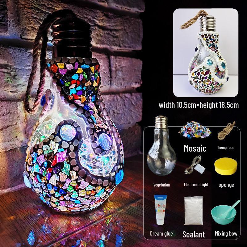 Mosaic DIY Candle Holder Kit: Educational Parent-Child Crystal Glass Light-Up Gift