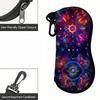 2D-Neon Mandala Floral Pattern Sunglasses Case, Protective Zipper Eyeglasses Pouch, Lightweight Portable Eyewear Container for Travel and Gift