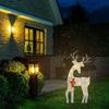 Iron Art Elk Deer Christmas Garden Decoration With LED Light Glowing Glitter Reindeer Outdoor Iron Moose Xmas Home Outdoor