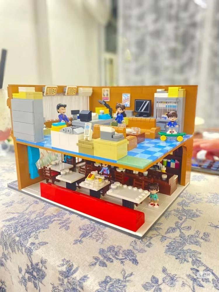 Keeppley Building Blocks Detective Conan Mouri Detective Office Three-story Patchwork Toy Model Ornaments Christmas Gifts