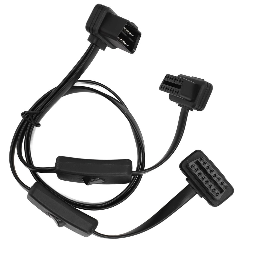 OBD Splitter Cable 16 Pin Flat Noodle High Accuracy 1 In 2 Y Splitter Extend Cable for Elm327