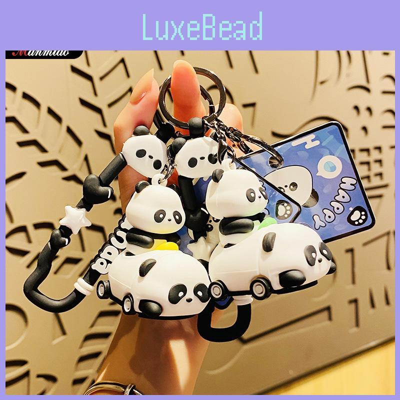 Adorable Porte-clés Voiture Tampon Panda Dessin Animé Charm de Sac Créatif Accessoire de Clé en Silicone