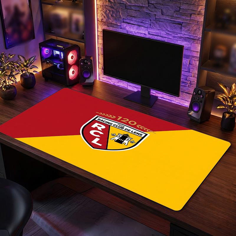 Lens FC Theme Pattern Mouse Pad, Soccer Logo Design XXL Gaming Desk Mat Non-Slip Computer Mouse Pad