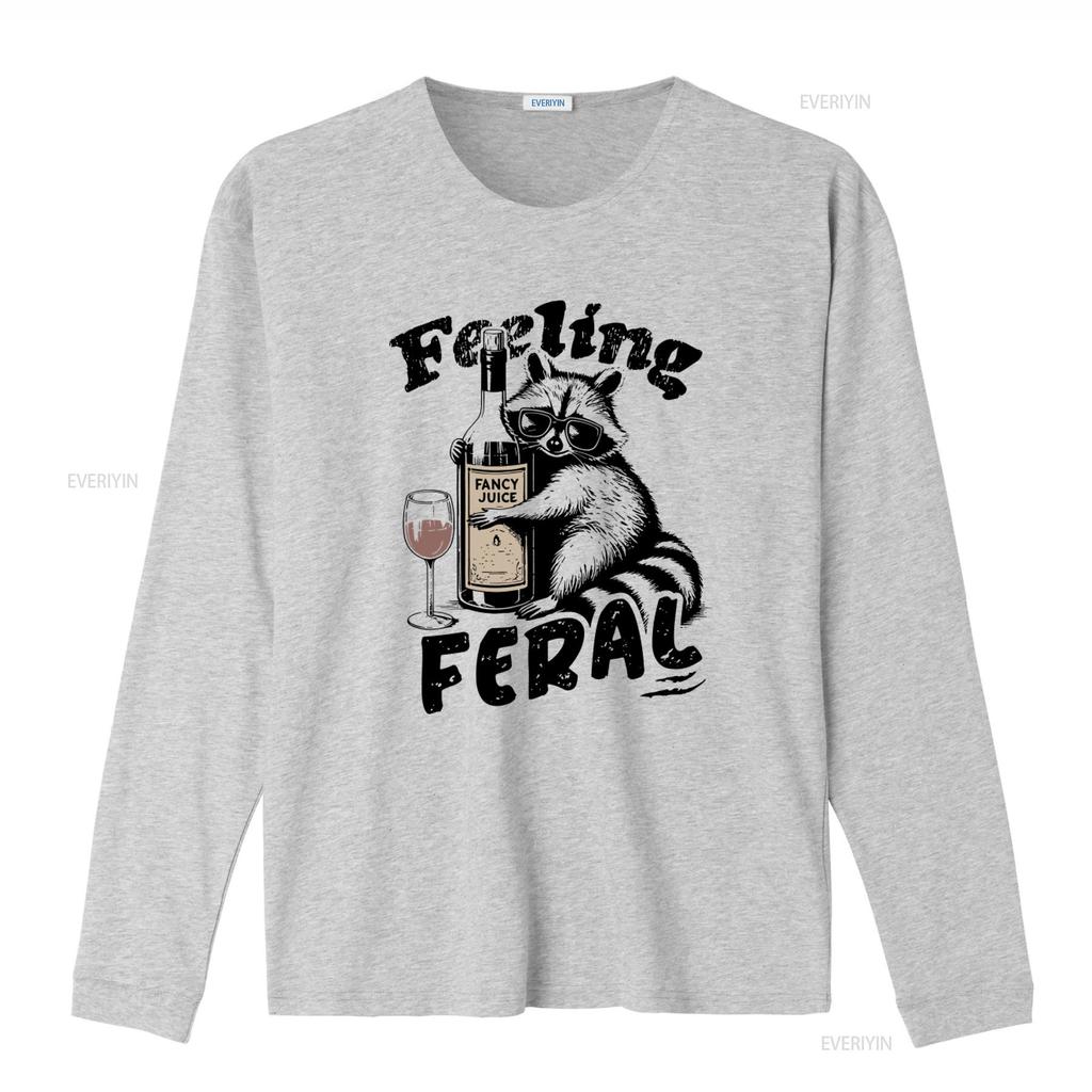 Feeling Feral Funny Raccoon T Shirt Sarcastic Trash Panda with Vintage Adult Humor Oversized Retro Grunge Design In Sunglasses