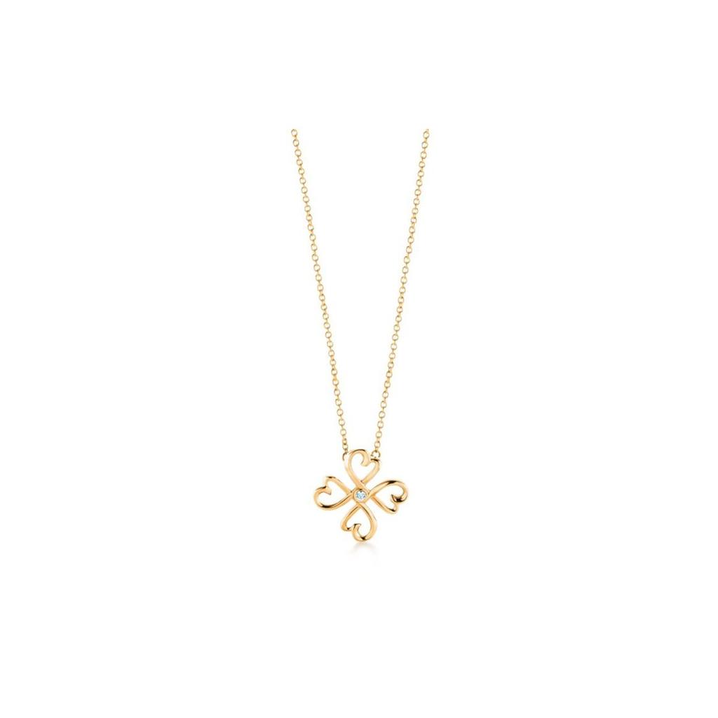 Tiffany & Co. Paloma Picasso Loving Heart Clover Design 18K Gold Diamond Necklace Women Necklace 60021539