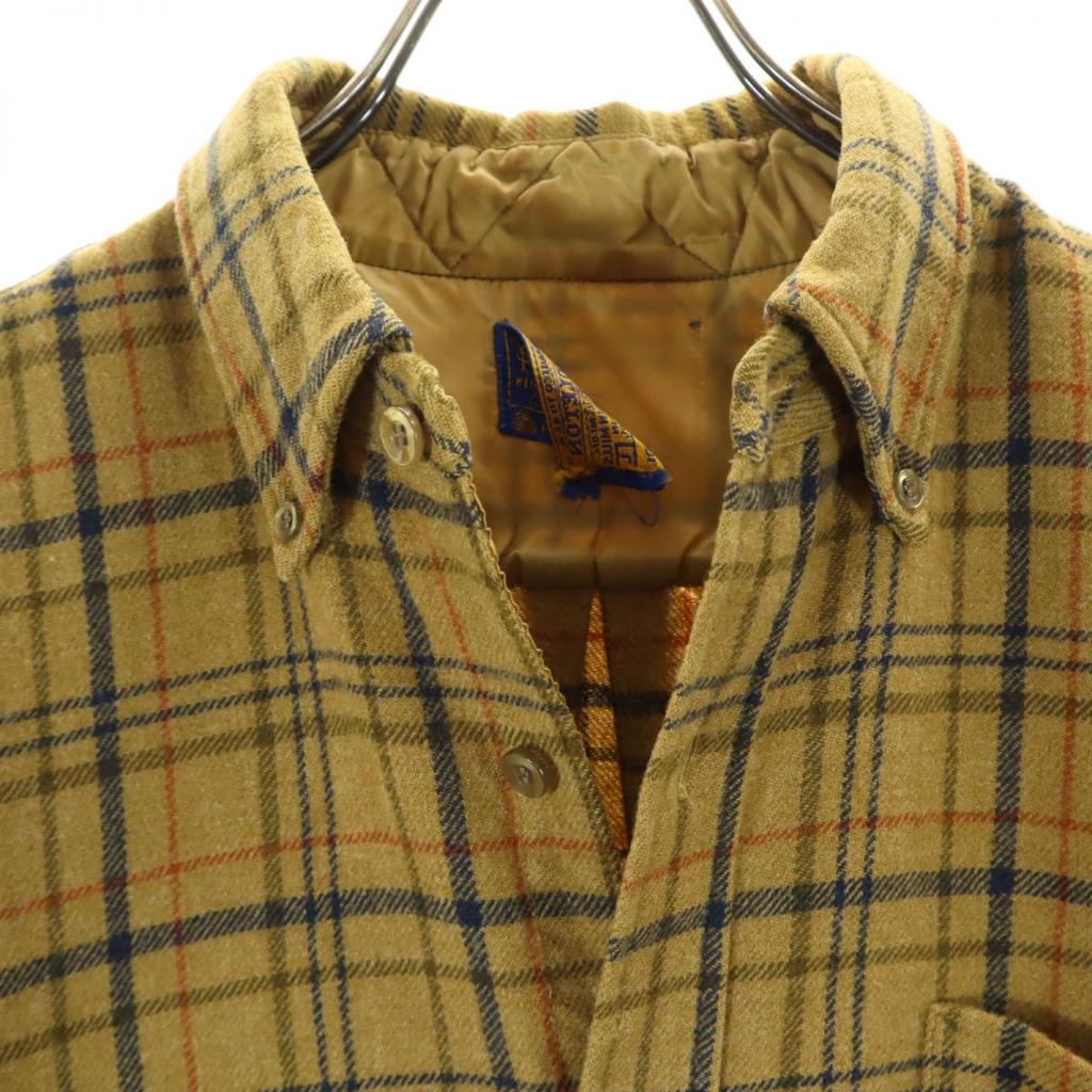 PENDLETON 70s Vintage Check Pattern Long Sleeve Wool Button Down Shirt L Men's Used