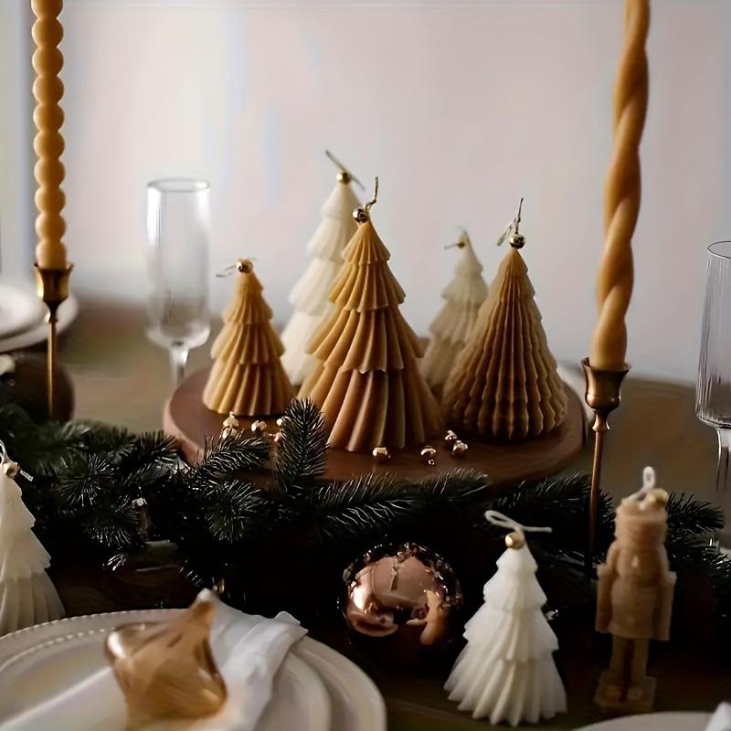 Seasonal Charm,Large 3D Christmas Tree Silicone Mold for Candles,Soaps&Crafts-Geometric Spiral Stripe Design,Perfect for DIY Wax