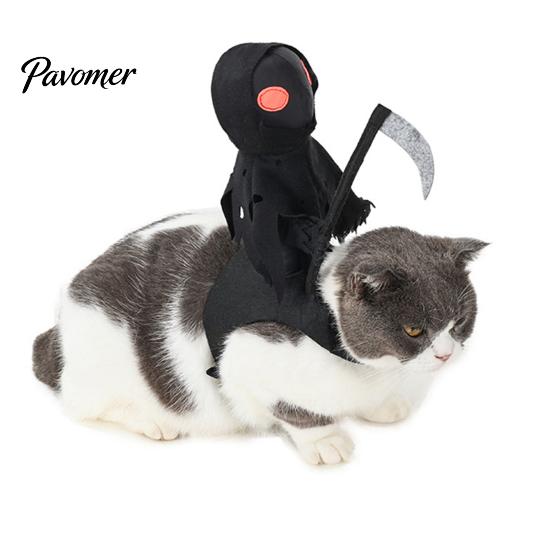 Grim Reaper Dog Outfit Halloween Costume, Rider 3D Cosplay Outfit, Funny Cute Cat Apparel Holiday Pet for Small Medium And Large Cats Dogs Comfortable