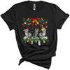 CUTEBUNNYSTORE Three Santa Reindeer ELF American Shorthair Cat Christmas Parrot On Xmas Lights Ornament Unisex T-Shirt Black