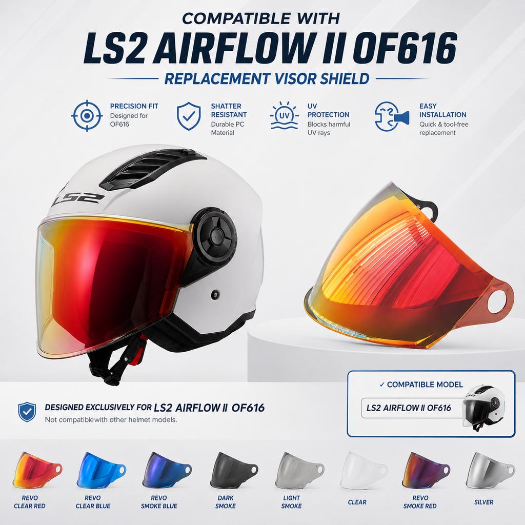 Visor for LS2 - AIRFLOW II OF616 Sun Visor Original Accessories Open Face Motobike Helmet Color Lens Viseira CapaceteSpeed Sensors 6