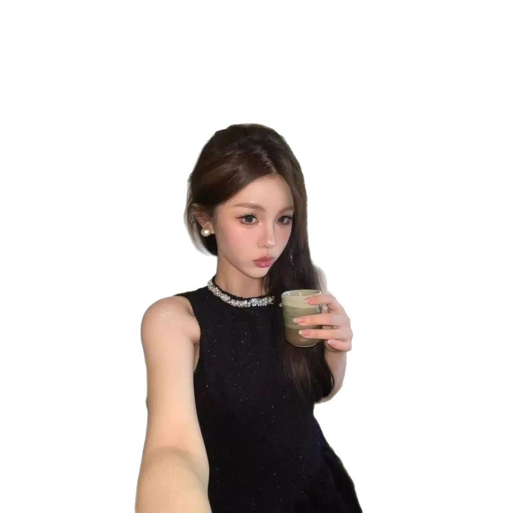 French temperament daughter feeling small black dress beautiful gift dress Spice girl waist dress women's birthday short skirt