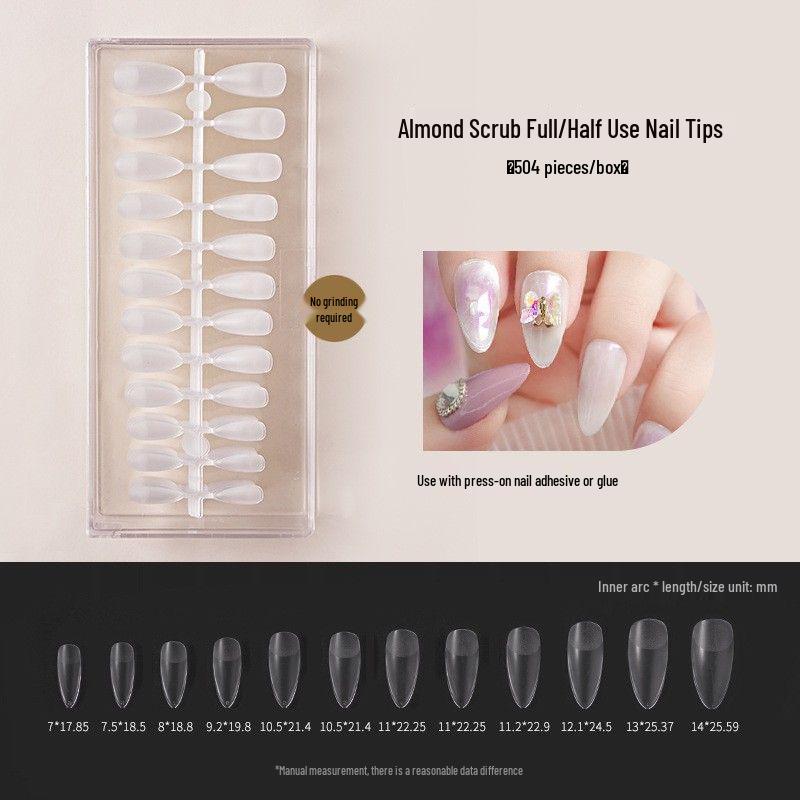 Frosted Trapezoid & Water Drop Almond Nail Extensions - No File Needed, Full and Half Cover. Perfect for Salons.