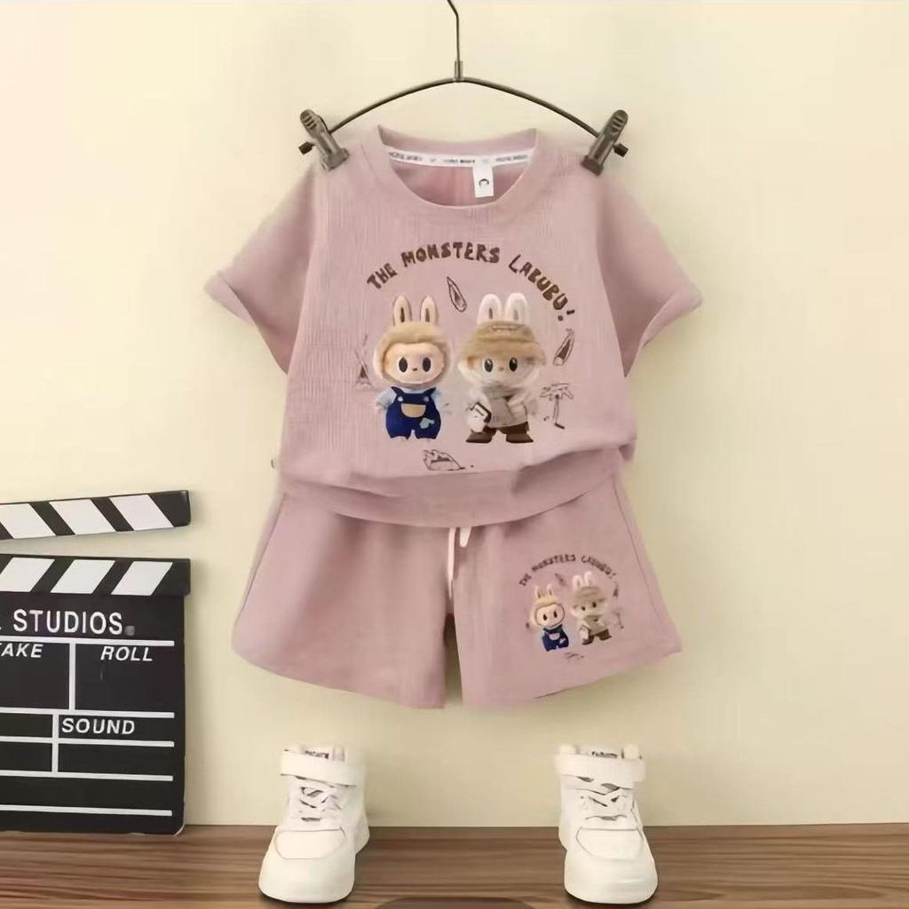 Cool Short-sleeved LBB T-shirt Set for Boys, A Two-piece Summer Children's Fashion Set