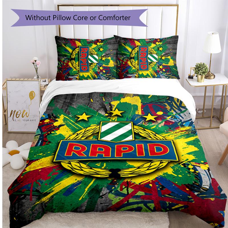 Rapid Wien FC Printed 3PCS Bedding Set Breathable Duvet Cover with Pillowcases Decorative Bed Linen for Bedroom Home