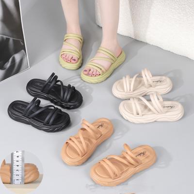 Women Fashion Thick-Sole Sandals Summer Outdoor One-Strap Beach Slippers Soft Cushion Feel