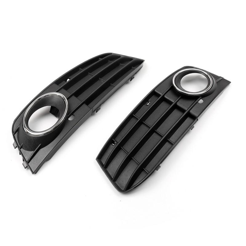 1 Pair Matte Black Front Bumper Fog Light Grille Cover For 09-11 A4 A4L