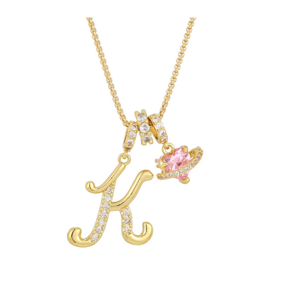 Women's Initial Heart Necklace Name Art Design Letter Jewelry Chain Adjustable Accessories