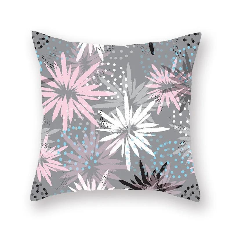Car Living Room Sofa Cushion Cover Pink Botanical Flower Print Pattern Luxury Home Decor Pillow Cover