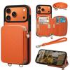 Leather Phone Case With Zipper Wallet Crossbody Strap IPhone 17 Pro Women Shockproof Protective Cover
