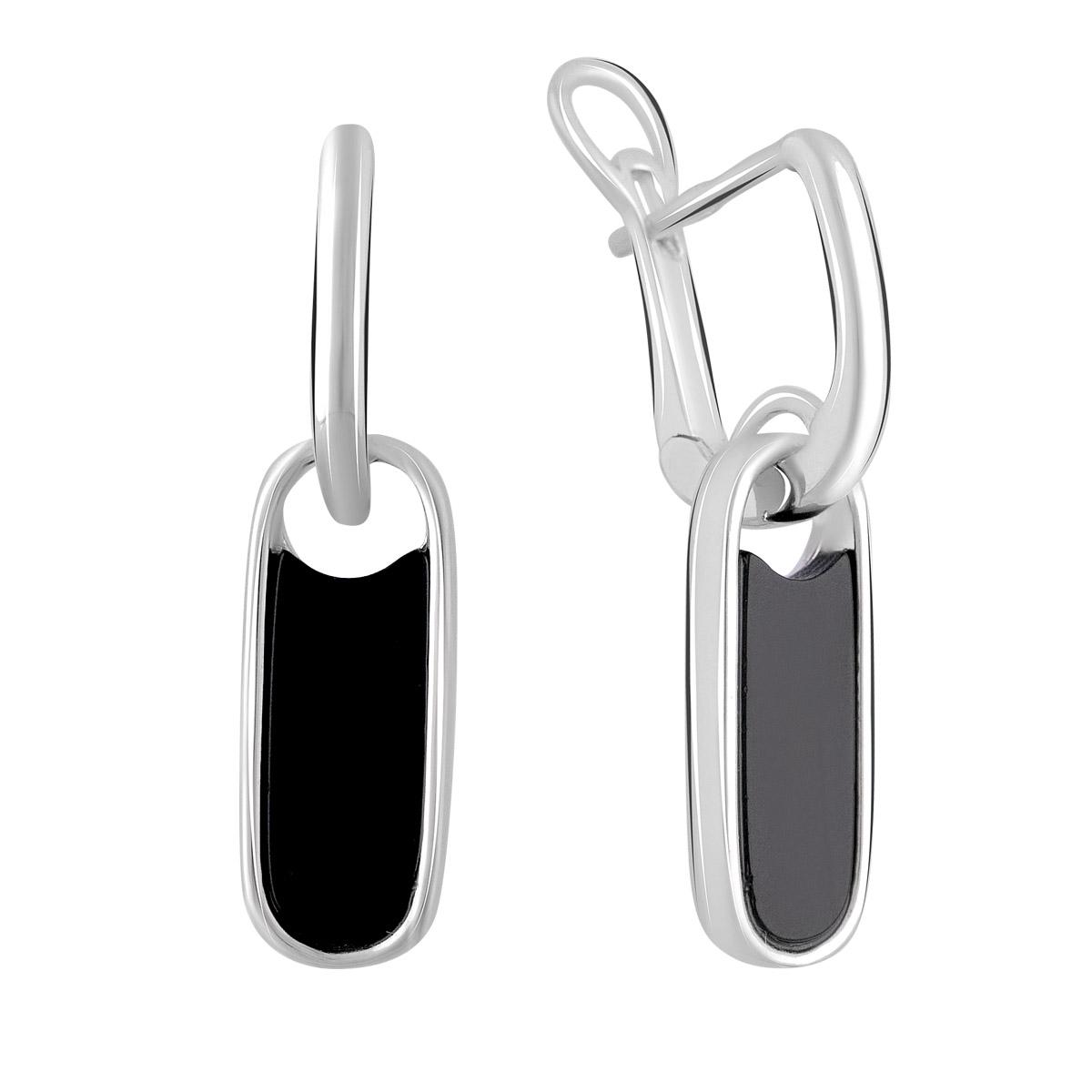 

Срібні сережки з натуральним оніксом (2108573) чорний
