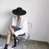 Wide Brim Felt Hat Hepburn Style Panama Hat New Flat-top Cap  Jazz