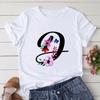 Large Size T-Shirt 26 English Letters Butterfly Print T-Shirt Women'S Short-Sleeved Women'S Clothing