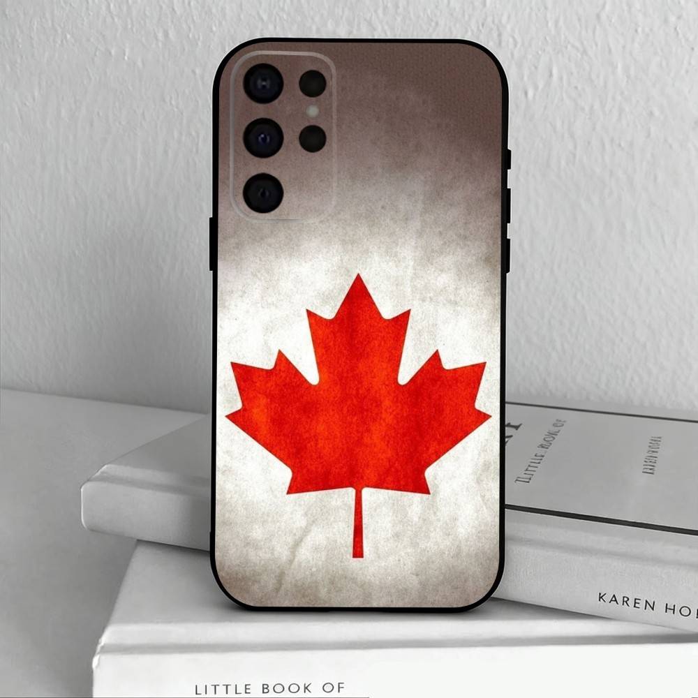 C-Canadian Flag Wallpaper  Phone Case For Samsung S25,S24,S21,S22,S23,S30,Ultra,S20,Plus,Others Soft Black Case