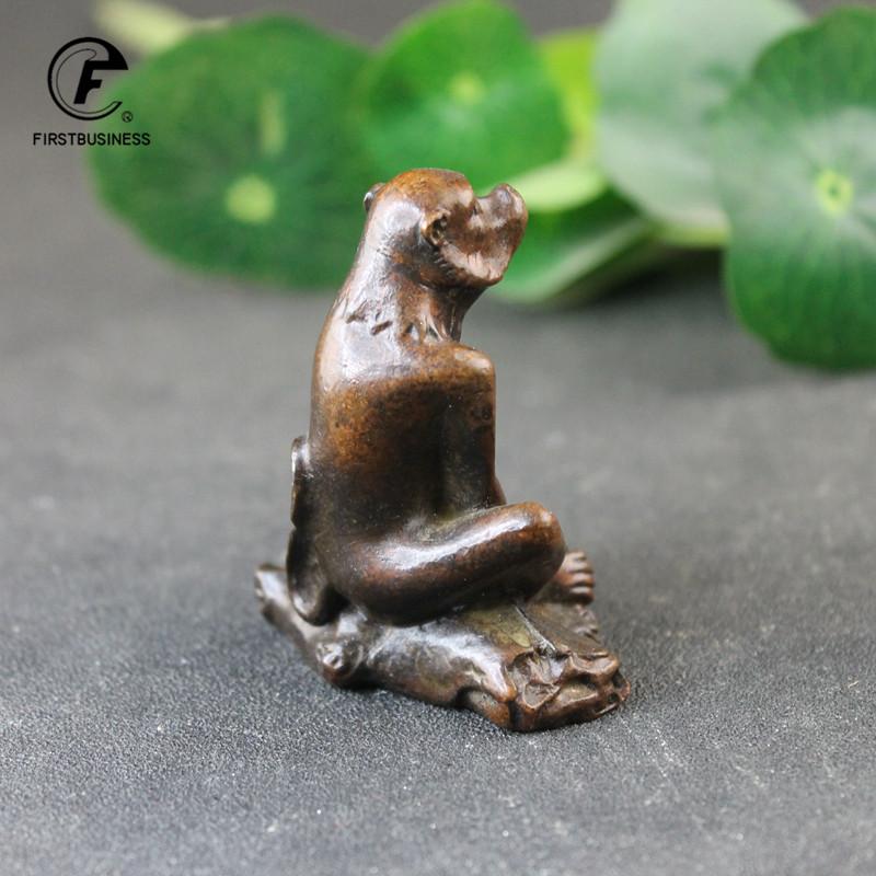 Starožitná měď Velká opice Vtipná figurka Miniatura Pro štěstí Domácí dekorace Řemesla Vintage Zvířecí socha Stolní ozdoby