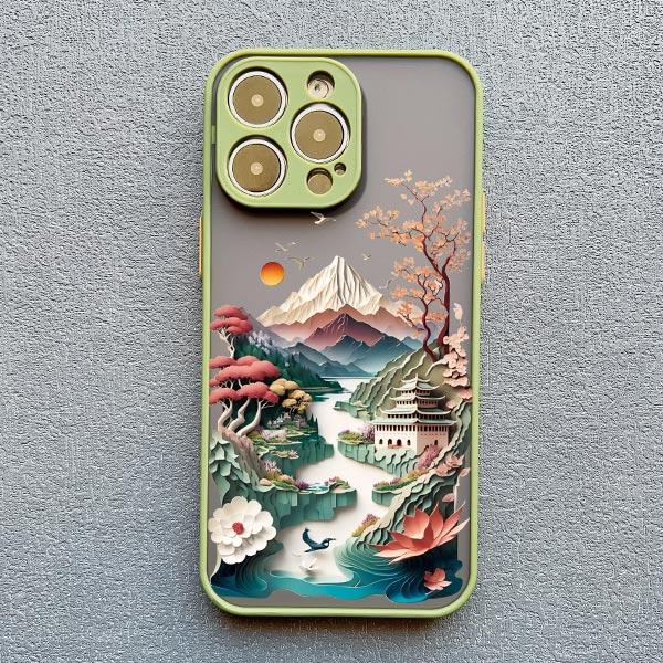 2D Printing Landscape Phone Case For iPhone 16 14 Pro 13 Mini 15 7 8 Plus SE2 XS X XR 12 Pro Max Creative Mountains Back Cover