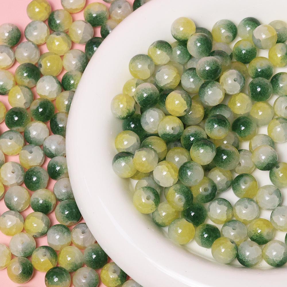 Yori 40pcs 10mm Imitation Crack Glass Beads Round Loose Spacer Beads for Jewelry Making DIY Bracelets Phone Chain Accessories