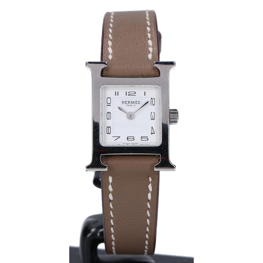 Hermes [Excellent Condition] HH1.110 U Stamp H Watch Mini White Dial Quartz Watches 0.8" Silver/EtoupUsed