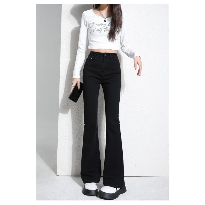 

Korean Style Micro-flare Jeans Autumn and Winter Latest Style Slim and Versatile High-waist Retro Jeans for Ladies High Quality Practical Daily Use S