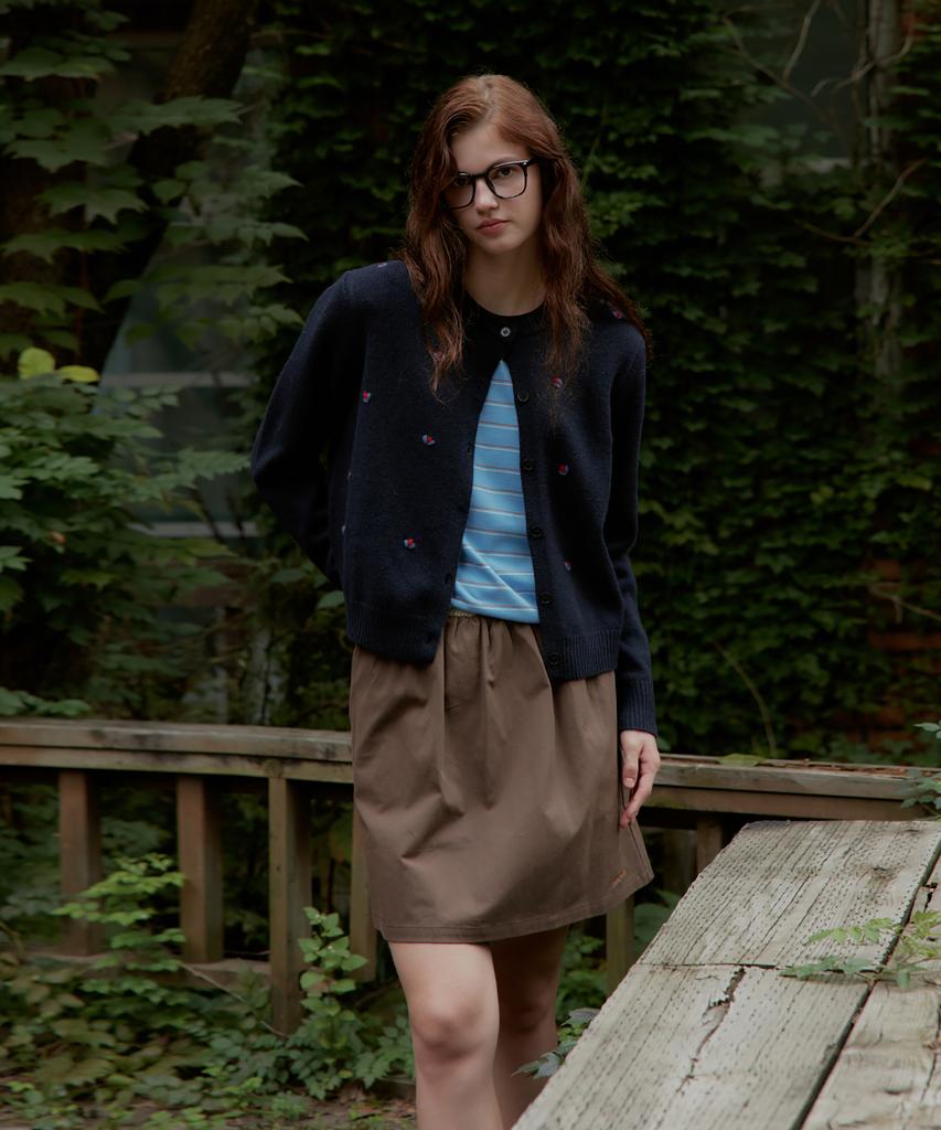 Seutyudioaenpaleukeu Contrast Waist Skirt With Inner Shorts_Brown