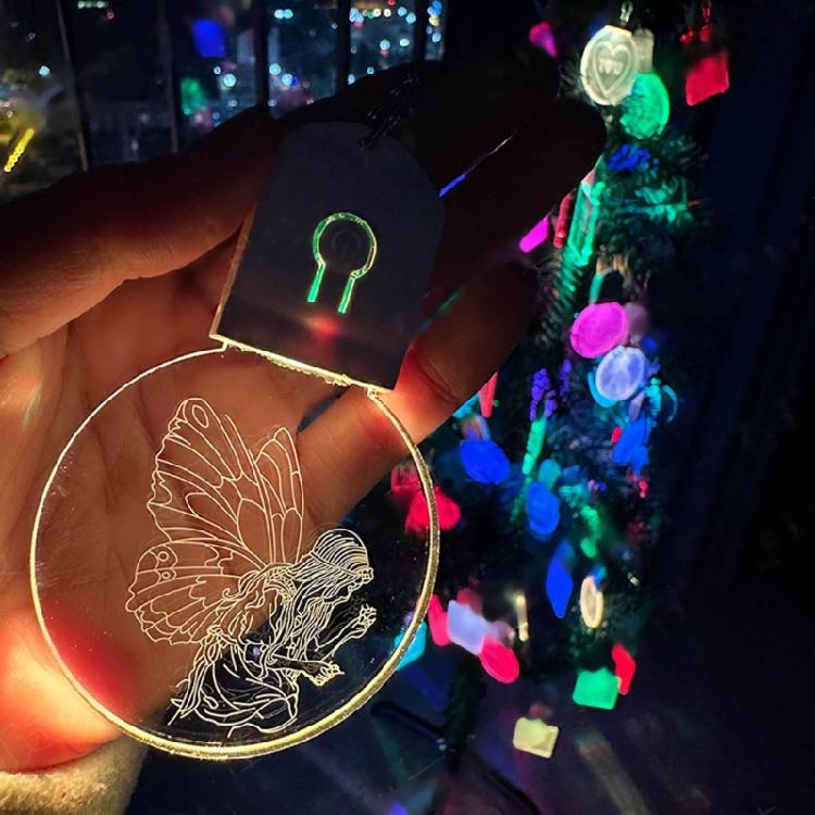 LED Keychain Festival Pattern Luminous Keyring for Outdoor Emergency Daily Use